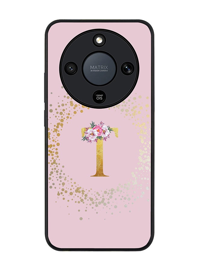 Stylizedd غطاء لهاتف Honor X9d / Magic8 Lite / X70، حماية كاميرا نحيفة، غطاء هاتف مضاد للصدمات - مونوغرام زهور مخصص - T (وردي) - Image 1